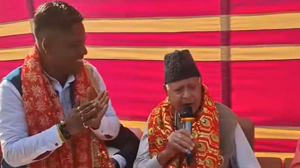 National Conference (NC) leader Farooq Abdullah at the event in Katra. (Photo: ANI/X)