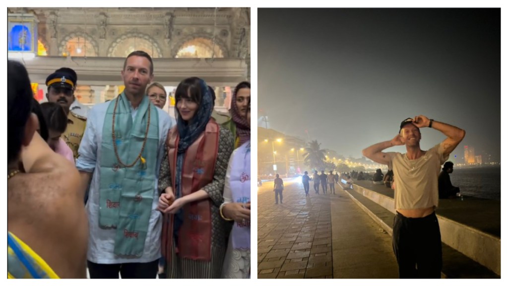 Chris Martin And Dakota Johnson Visit Shri Babulnath Temple.