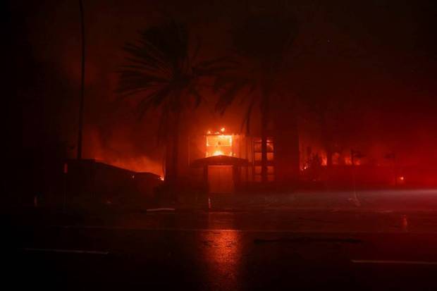 Smoke and flames rise from the Two Palms Nursing Centre, as the Eaton Fire burns, in Pasadena, California, US. (Photo source: Reuters)
