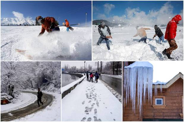 Kashmir transformed into a picturesque winter wonderland as fresh snowfall has blanketed Srinagar and several districts across the region. From Bandipora to Kupwara in the north and Budgam to Ganderbal in central Kashmir, a white layer has covered the landscape under the grip of ‘Chillai-Kalan’, the 40-day peak of harsh winter that started from December 21. Temperatures went down across the valley, with Pahalgam recorded a bone-chilling-7.8 degrees Celsius, turning it into the coldest place. Tourists were seen indulging themselves in skiing adventures as the mercury submerged to -6.6 degrees Celsius. The cold spell continues to cast its magic, here is the glimpse of the winter’s serene beauty.