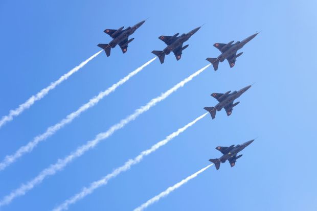 The exhibition marks the debut of two of the world's most advanced fifth-generation fighter aircraft—the Russian Su-57 and the American F-35 Lightning II—highlighting India's growing defense ties with both nations. (image: AP)