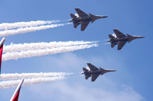 The exhibition marks the debut of two of the world's most advanced fifth-generation fighter aircraft—the Russian Su-57 and the American F-35 Lightning II—highlighting India's growing defense ties with both nations. (image: AP)