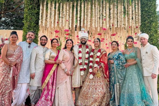 One with the entire family. After tying the knot a close-knit affair, the family poses for their happy moment. (Image: Instagram)