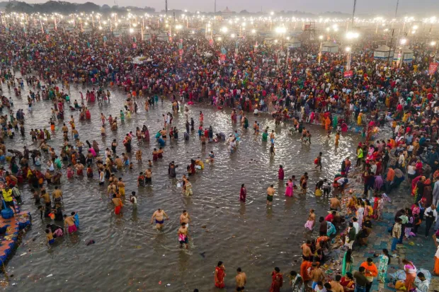 Devotees and visitors thronged railway stations and trains to visit the Maha Kumbh on the auspicious day of the full moon for Magh Purnima. (Image: PTI)