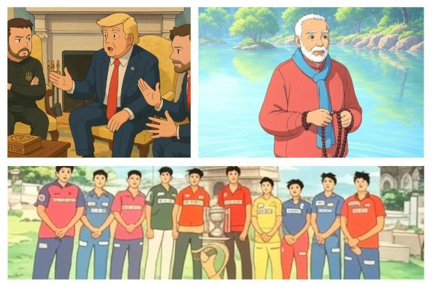 Studio Ghibli has taken over the internet once again, but this time with an AI-powered twist! Netizens are in a creative-frenzy using tools like Grok, ChatGPT, and various AI image generators to transform iconic movie scenes, historical moments, and beloved characters into Ghibli-style masterpieces. Social media is flooded with AI-generated reimaginings of famous figures and pop culture moments, all infused with Ghibli’s signature warmth and whimsy. This trend not only showcases the timeless appeal of Ghibli’s artistry but also highlights how AI is revolutionizing fan creativity, bringing a nostalgic yet futuristic spin to visual storytelling.