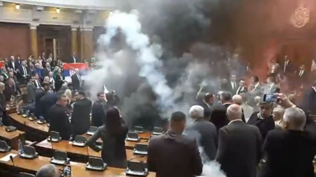 Serbia parliament chaos, Serbia political crisis, Milos Vucevic resignation, Serbia anti-corruption protests, Serbia government protests, Serbia lawmakers clash, Serbia smoke bombs in parliament, Serbia university funding law, Serbia opposition protests