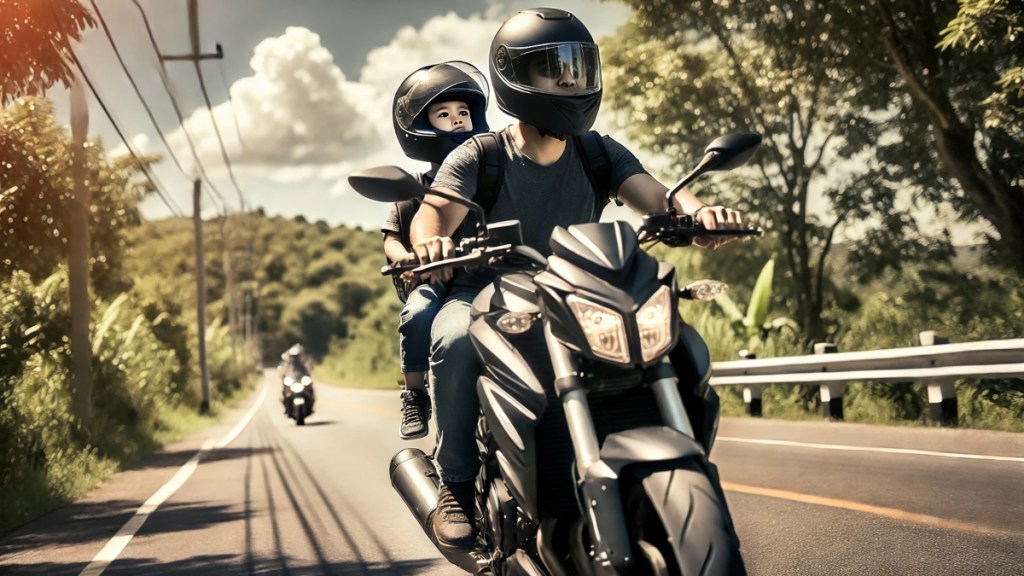 Child in a motorcycle