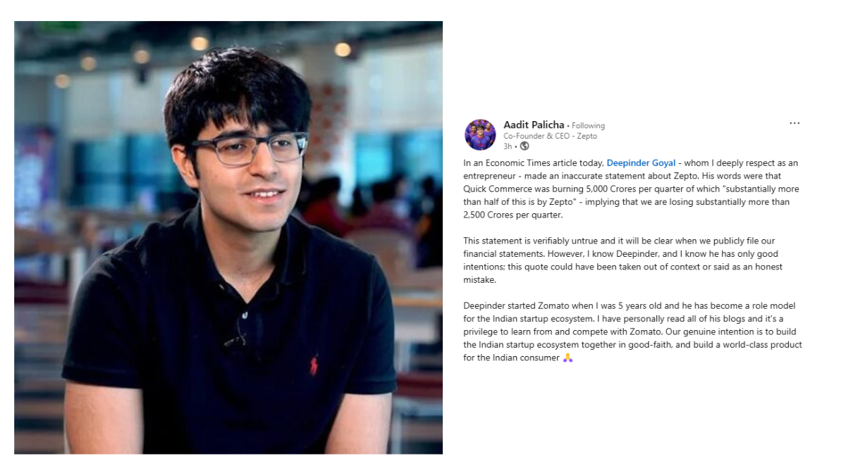 Quick commerce Zepto founder Aadit Palicha