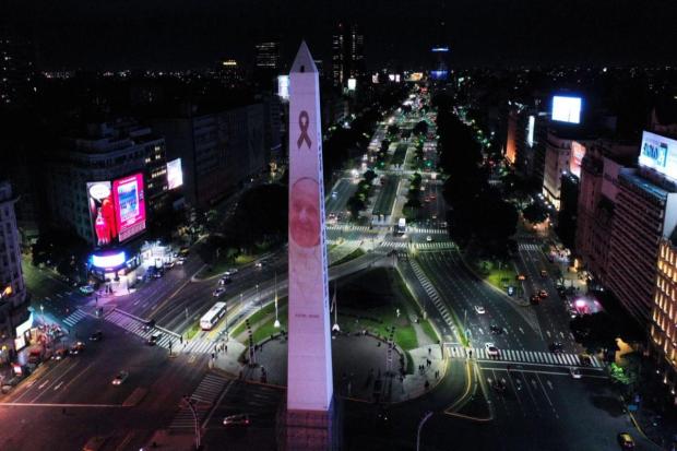 A photo of the late Pope Francis is projected onto the Obelisk in Buenos Aires, Argentina.