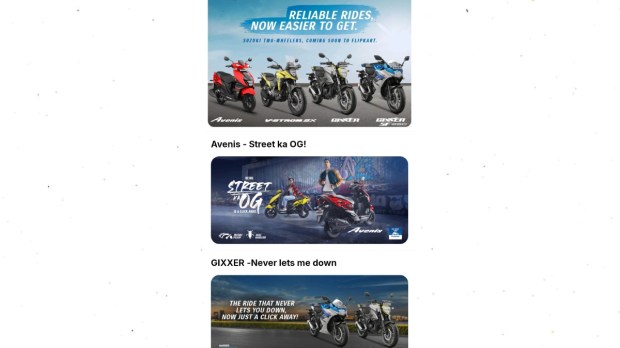 Suzuki two-wheelers on sale in Flipkart