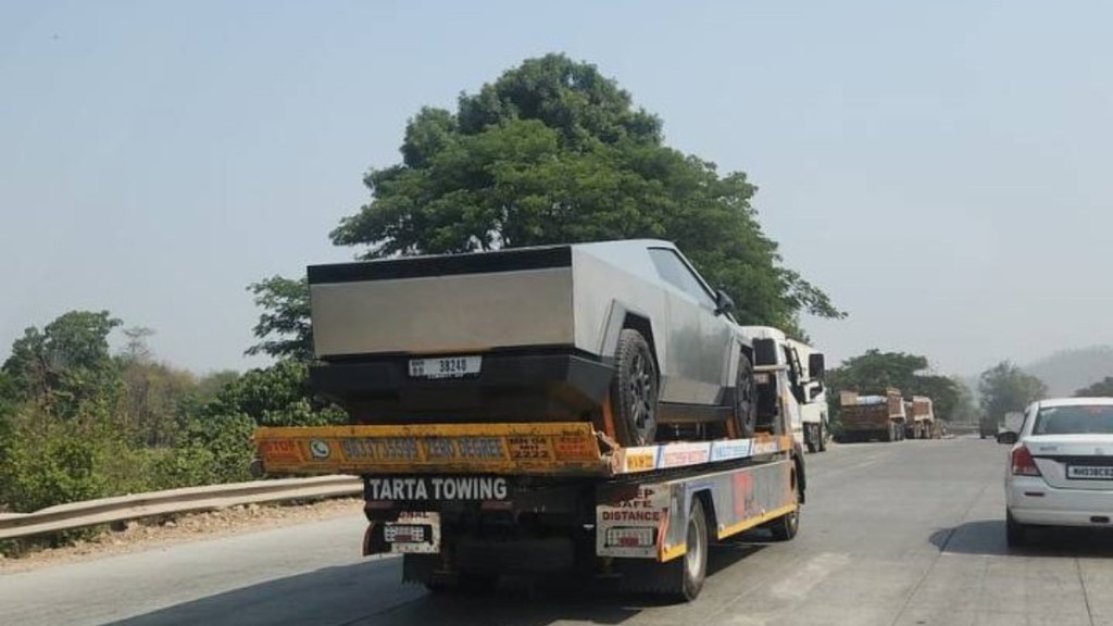 Tesla Cybertruck spied in India for first time on back of truck - Car