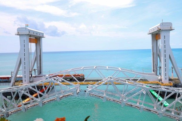 Rameswaram: The newly-inaugurated Pamban sea bridge stands as a modern engineering marvel, connecting Rameswaram to the mainland. (Image: PTI)