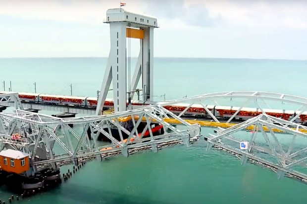 Rameswaram: The newly-inaugurated Pamban sea bridge, hailed as an engineering feat, links Rameswaram with the mainland. (Image: PTI)