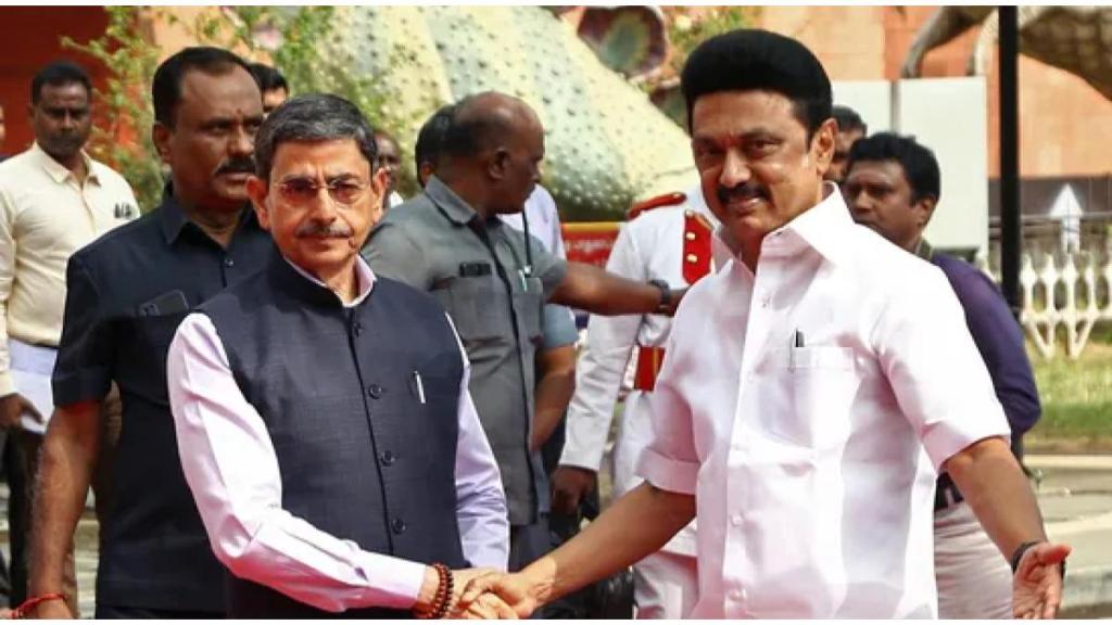Tamil Nadu CM MK Stalin with Governor R N Ravi