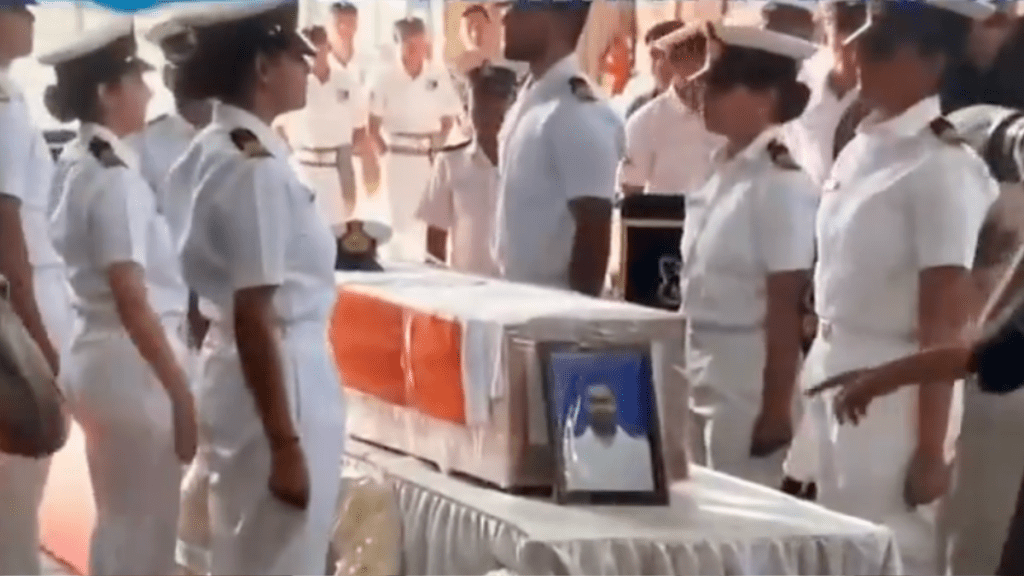 Pahalgam terror attack: The image shows the military honour which was given to the Indian Navy officer who was killed in the April 22 attack in the Valley. 