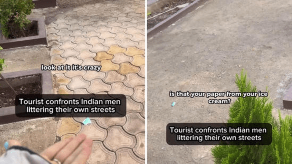Foreigner schools Indian men on littering