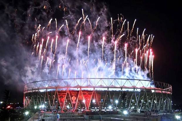 Firecrackers illuminate the sky after Royal Challengers Bengaluru beat Punjab Kings by six runs in the Indian Premier League 2025 final match. (Photo source: ANI)