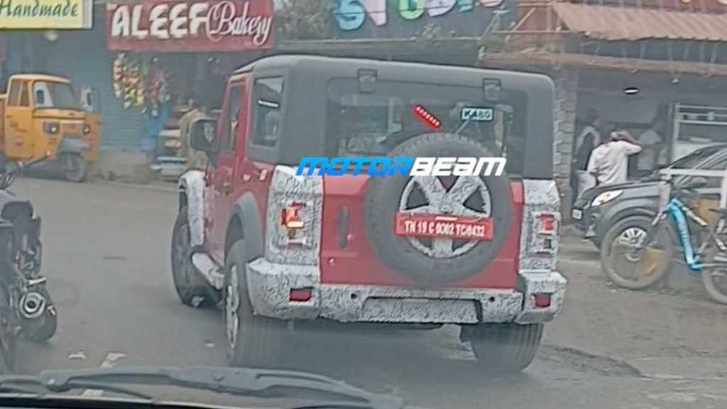 The test mule of the Thar 3-door was semi-cladded | Image: Motor Beam