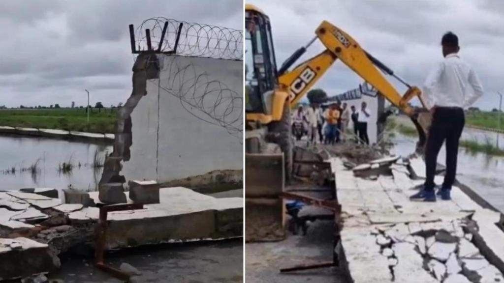 rewa airport, rewa airport boundary wall collapses, rewa airport boundary wall, madhya pradesh rewa airport, madhya pradesh news, MP news