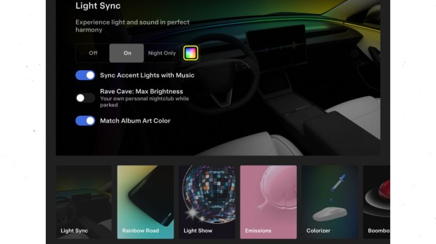 Tesla software update Light Sync
