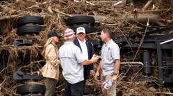 Trump visits Texas flood zone, defends government’s disaster response