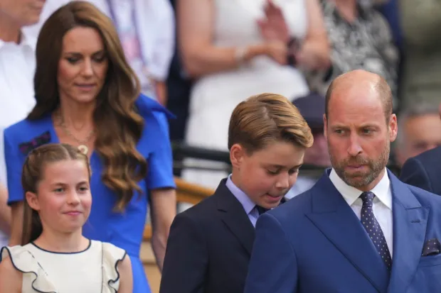 Prince William, Princess Kate, Prince George, and Princess Charlotte arrive to watch the men’s singles final between Italy’s Jannik Sinner and Spain’s Carlos Alcaraz at Wimbledon. (Photo: AP/Kirsty Wigglesworth)