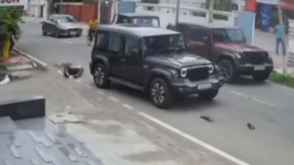 Road rage shocker: Mahindra Thar Roxx driver hits scooter. You won’t believe what happens next