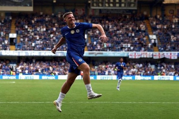 Liam Delap of Chelsea celebrates scoring their fourth goal. (Image Source: Reuters)