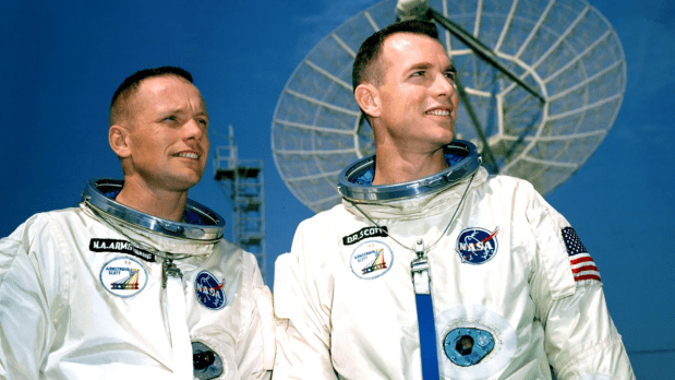 On March 16, 1966, Armstrong, as command pilot of Gemini 8, and David R. Scott donned an early Project Gemini G-2C training suit as he trained for spaceflight, marking his transition from renowned test pilot to astronaut for NASA’s burgeoning space program. (Photo Source: NASA)