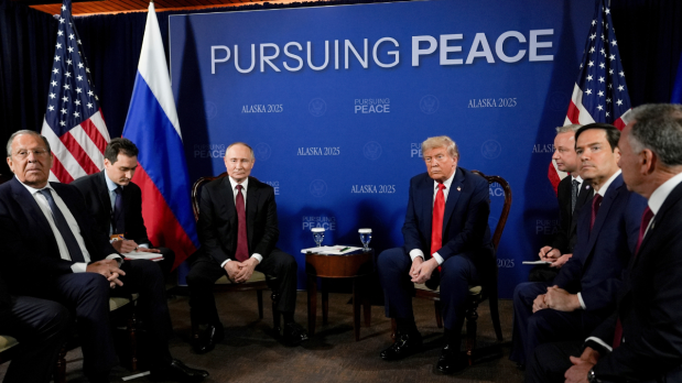 The pair were joined by two of their top aides: Secretary of State Marco Rubio and special envoy Steve Witkoff accompanied Trump, while Foreign Minister Sergey Lavrov and national security adviser Yuri Ushakov went with Putin. At left is Russia's Foreign Minister Sergey Lavrov, and second from right is Secretary of State Marco Rubio. (Photo Source: Associated Press)