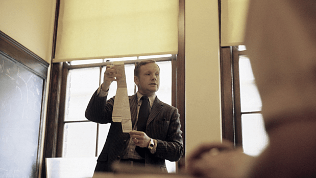 After leaving NASA in 1971, Neil Armstrong became a professor of aerospace engineering at the University of Cincinnati (UC), where he taught from 1971 until 1979. The Cincinnati native chose to teach at UC because it was close to his hometown of Wapakoneta and had a strong aerospace program. (Photo Source: NASA)