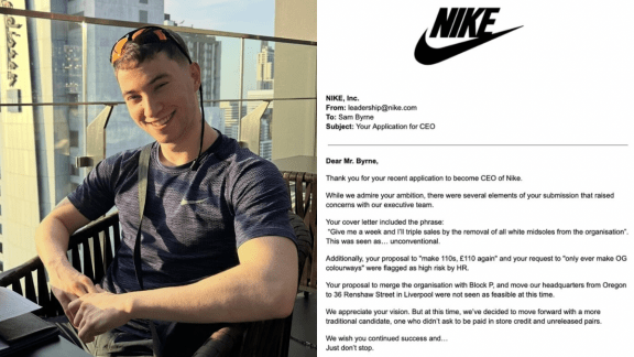 An entrepreneur shared on LinkedIn that Nike first rejected his application for the company’s CEO position, only to come back later with an offer.