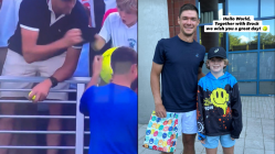 Polish tennis star Kamil Majchrzak meets young boy whose cap was stolen by CEO Pitor Szczerek 
