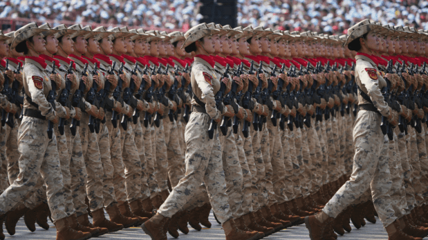  The ceremony opened with an 80-gun salute, followed by the national anthem, “March of the Volunteers.” (Photo Source: Associated Press)