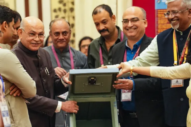 India’s political leaders gathered at the Parliament to cast their votes in the Vice-Presidential election 2025. From Prime Minister Narendra Modi and Defence Minister Rajnath Singh to Opposition leaders and first-time lawmakers like Kangana Ranaut, the event saw key faces across party lines participating in the democratic process. The election has turned into a straight fight between NDA’s candidate C P Radhakrishnan and the opposition’s joint nominee B Sudershan Reddy, with the BJP-led alliance holding a clear advantage. The bypoll was necessitated after the unexpected resignation of Jagdeep Dhankhar. Here are the highlights in pictures. (Image: PTI)